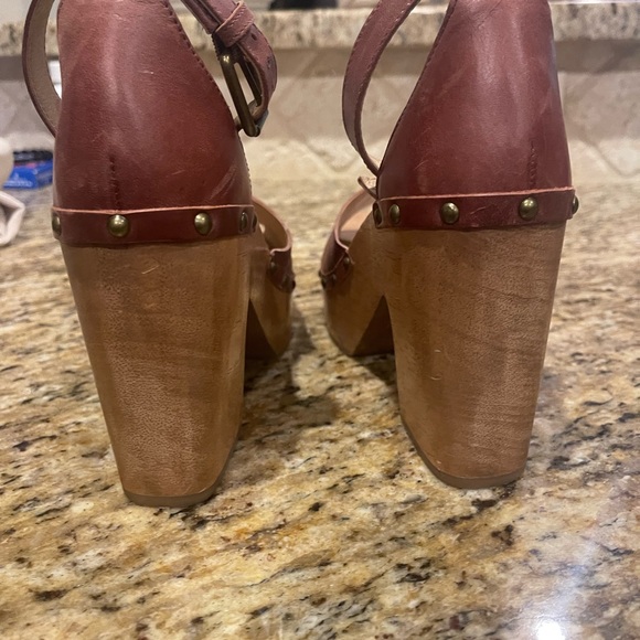 Lucky Brand Nelora Wooden Platform Leather Sandals 8.5 - Picture 6 of 12